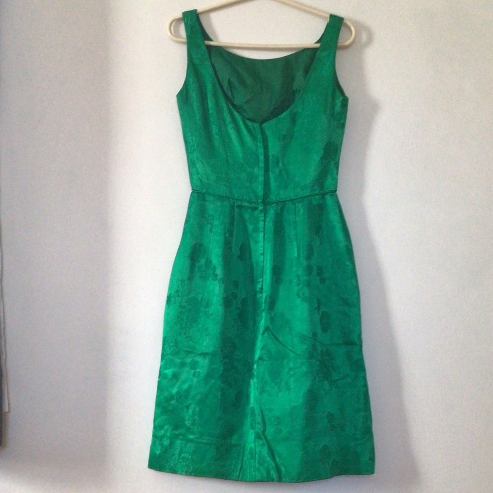 Vintage Kelly Green Silk Jacquard Dress☘️ - Picture 5 of 12